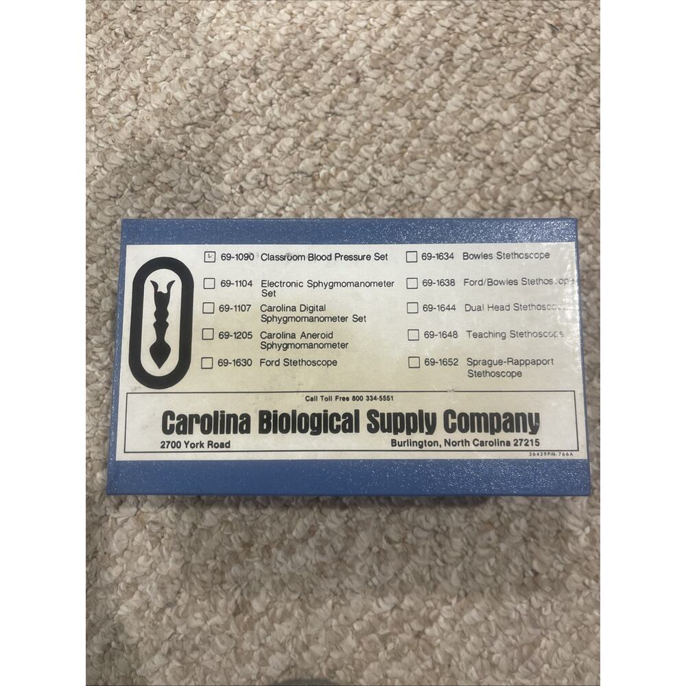 Vintage Carolina Biological 69-1090 College Classroom Blood Pressure Set w Box